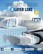 Swim Goggles 2 Pack, Wide View Anti Fog&UV Swimming Goggles for Audlt, No Leak Pool Beach Essentials for Men Women