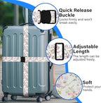 Luggage Straps for Suitcases, Travel Adjustable Belt with Quick Release Buckle, Heavy Duty Nylon Bag Packing Strap, Unique Bright Identifiers Business Travel Accessories (2 Pack) - Purple Flowers