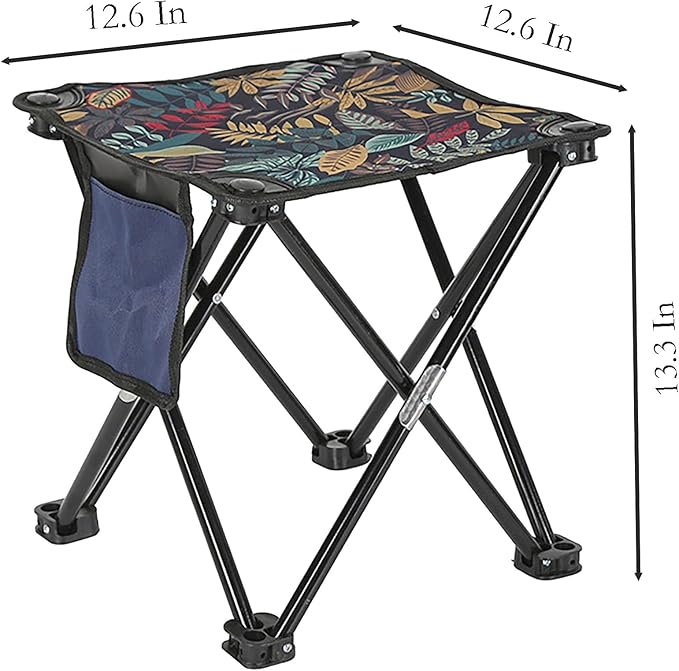 YIKANGHENG Outdoor Campin Stool with Storage Bag, 12.6 Inch x 12.6 Inch x 13.3 Inch Foldable Stool for Fishing, Camping and Outdoor Patry (Big)
