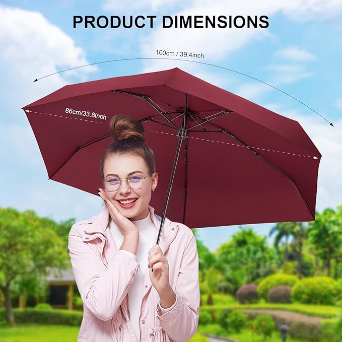 Compact Travel Umbrella with Case - Mini Umbrella for Purse, Small Lightweight &Tiny Design Perfect for Parasol Outdoor Sun&Rain Umbrellas