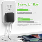 Nekmit Dual Port Ultra Thin Flat USB Wall Charger with Smart IC, Black