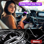 BERTHALESS Retractable Car Charger, 4 in 1 Fast Charging Car Charger USB-C & USB-A Compatible with iPhone 16/15/14/13/12/11,Galaxy,Pixel,with Red Starry Sky Light