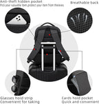 DUSLANG 17 Inch Laptop Backpack for Travel Water Resistant College Backpack for Men Women Laptop Bag with USB Charging Port with Black Lock,Black