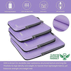 BAGAIL 4 Set/6 Set/8 Set Compression Packing Cubes Travel Accessories Expandable Packing Organizers(Lavender ClothPattern 4 Set)