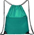 Drawstring Backpack Sports Water Resistant String Bag Sport Gym Sackpack for Women Men Students Large Size with Zipper, Teal