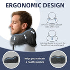 Travel Pillow with Extra Large Hood for Airplane Long Flights Privacy and Comfort Memory Foam with Skin-Friendly Cover for Road Trip Head&Neck Support for Plane Office Cars Sleeping & Rest (Grey)