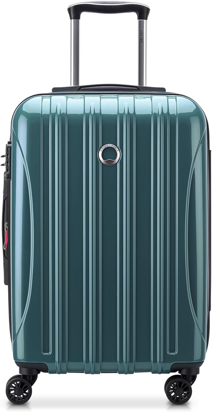 DELSEY PARIS Helium Aero Hardside Expandable Luggage with Spinner Wheels, Metallic Green, Carry-On Plus 21 Inch