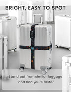 Travelkin Luggage Straps for suitcases TSA Approved,Adjustable Luggage Belts with Lock Fit 18-32 inch Suitcases(World Marks-Colorful-TSA)