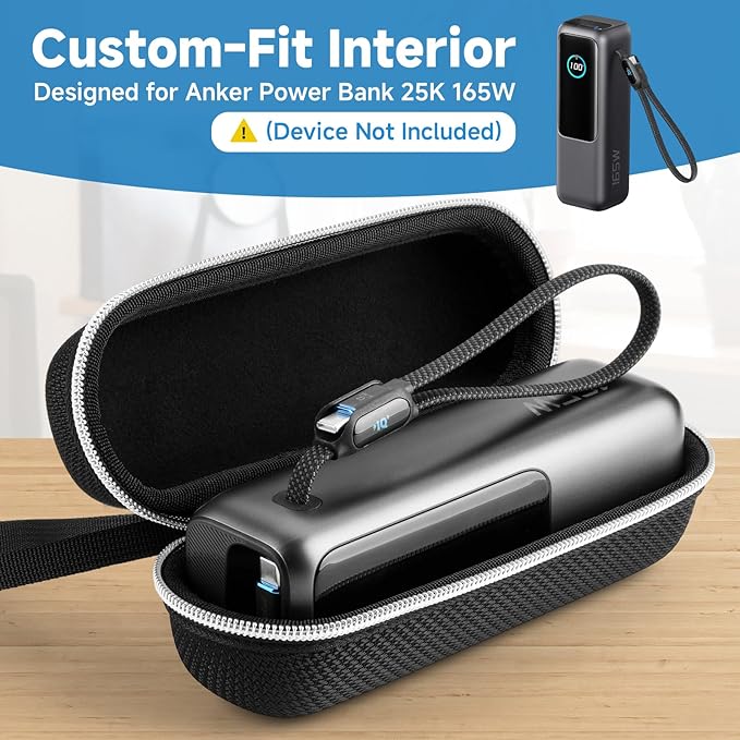 for Anker 25,000mAh Laptop Power Bank Compact Travel Case, EVA Protective Storage Box with Hand Strap Compatible with Anker Zolo A1695 Power Bank 25K 165W (Black Case Only)