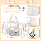 Abbylike Clear Bag Large Heavy Duty Tote for Stadium Events 20" Duffle Transparent Gym Bag for Sport Event Travel Makeup Work