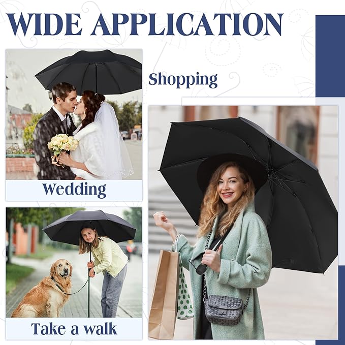 Hillban Set of 12 Windproof Travel Umbrellas Bulk Portable Folding Compact Umbrella for Rain Sun for Wind Backpack Men Women