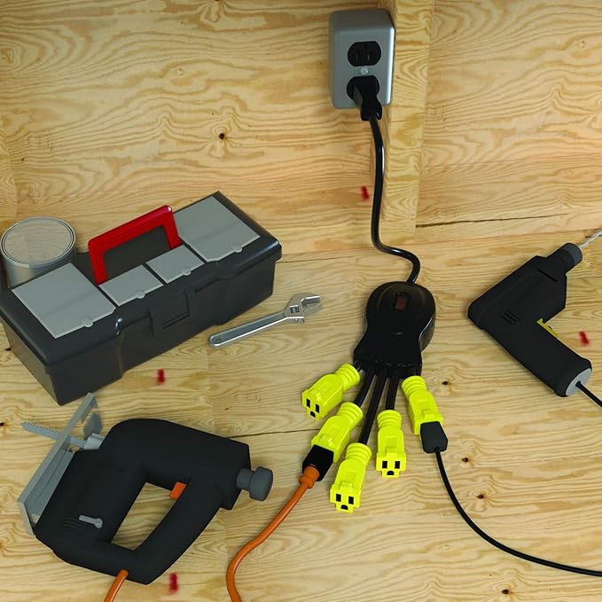 STANLEY 31500 Power Squid 5-Outlet Flezible Arm Multiplier with ON/OFF Switch, 3F Cord