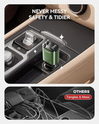 SUPERONE 5 in 1 Retractable Car Charger with Dual Type C Cables, 90W Fast Charging USB C Car Accessories Adapter for iPhone 17/16/15/14/13/12, iPad, Galaxy, Pixel