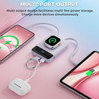 Portable Charger,5000mAh PD 20W Super Fast Charging Power Bank with Built-in Cables,Travel Keychain Battery Pack for Apple Watch Ultra/11/10/9/8/7/6/SE,iPhone 17/16/15/14/13/12 (Purple)