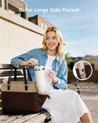 LOVEVOOK Laptop Tote Bag for Women with 3 Separate Pocket Work Bag with Large Cup Holder Computer Briefcase for Teacher Nurse