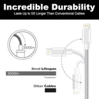 Ximytec Lightning Cable [MFi Certified] 3Pack 10FT iPhone Charger Cord Fast Charging Cable Compatible with iPhone 14 13 12 11 Pro Max 11 XS Max XR X 8 iPad,Silvergray