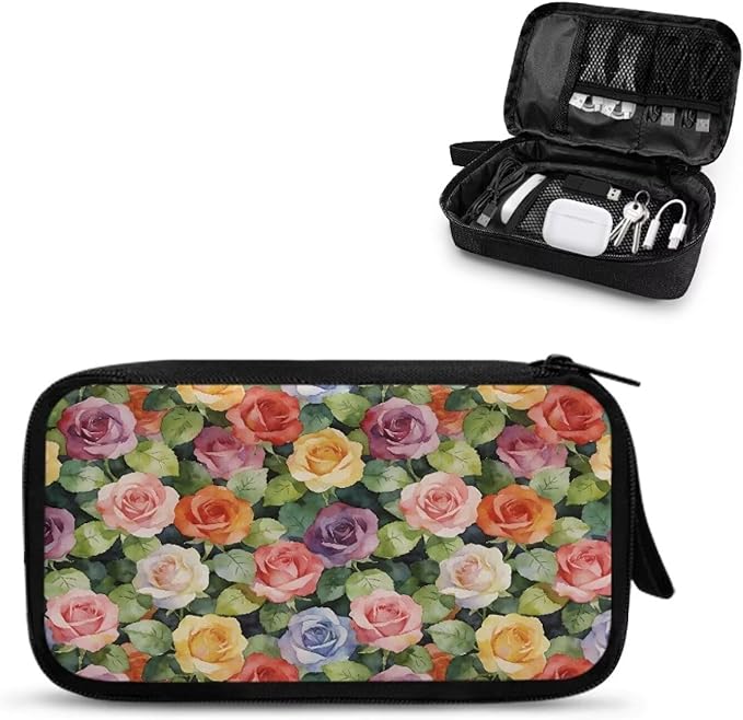 Tulips Travel Cord Organizer Case Portable Cable Organizer Bag for Charger Phone Earphone Large Tech Pouch Electronics Organizer Travel Case