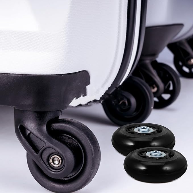 4 Sets Luggage Replacement Wheels - 2.7'' Silent Rubber Wheel Repair Set for Travel Suitcase - with Mounting Accessories Fits Most Standard Luggage Cases