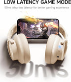 Picun B8 Bluetooth Headphones, 120H Playtime Headphone Wireless Bluetooth with 3 EQ Modes, Low Latency, Hands-Free Calls, Over Ear Headphones for Travel Home Office Cellphone PC Khaki White