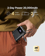 INIU 20000mAh Power Bank, Small 45W PD Fast Charging Portable Charger with Built-in USB C Cable, Flight-Safe Travel External Phone Battery Pack for iPhone 17 16 Pro Max Samsung S25 S26 Google iPad etc