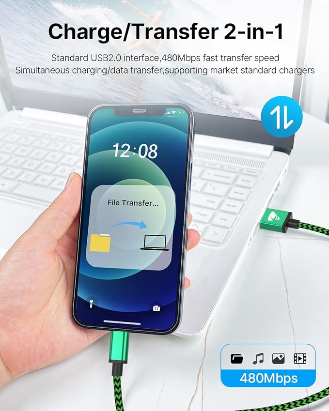 Aioneus iPhone Charger Cord 3ft 3Pack MFi Certified Lightning Cable Fast Charging Nylon Braided Phone Charger Cable Compatible with iPhone 14 13 Pro 12 Pro 11 Pro Xs Max Xr 8 7Plus SE