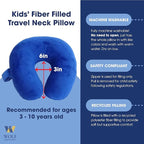 Wolf Essentials Kids Travel Neck Pillow - Cozy Soft Microfiber, Compact Design for Airplane, Car Seat, or Toddler Travel Support – Blue