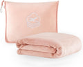 Travel Blanket, Soft 2-in-1 Airplane Blanket, 65x40 Inches, Travel Blanket Airplane Compact with Bag, Car Blanket with Luggage Sleeve & Backpack Clip (Peachy Pink)