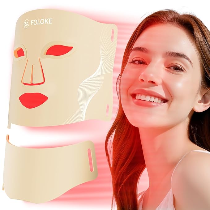 Red Light Therapy for Face, LED Light Therapy Mask Skin Care Mask & Neck, LED Red & NIR Light Therapy Wavelength for Home Use, Working Travel Yoga Sleep