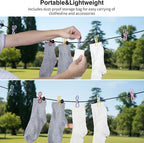 2 Pcs Camping Clothesline Portable 12 Clothespins, Camping Accessories Travel Clothesline for Outdoor Indoor, Retractable Clothes Line Elastic Clothesline, Windproof for Travel Camping Indoor Use