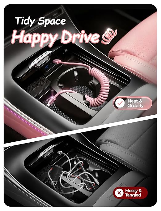 LISEN Pink USB C Cable, Gifts for Women Men 2 Pack for Android Auto & CarPlay Cable, Type C Charger Pink Compatible with iPhone 17/16 Galaxy S25/S24 Car Accessories for Women Wife Girlfriend Sisters