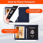WALNEW Passport Holder for Travel, RFID Passport Cover Wallet for Women Men, PU Leather Passport Book Card Holder Case with Pen (Upgraded, Upgraded-Navy Blue)