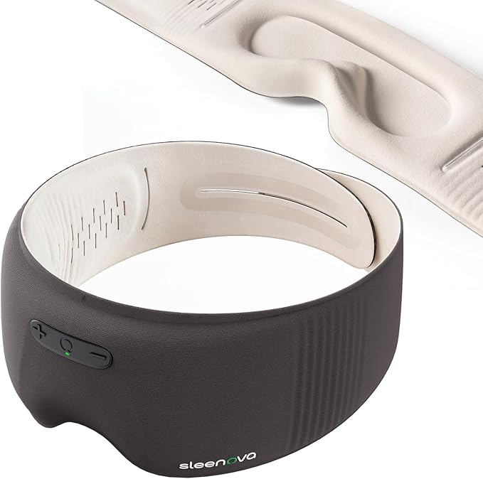 Sleenova Sleep Eye Mask with Bluetooth Headphones - Side Sleeper Optimized with Integrated Offline Audio for Phone-Free Use - 3 Modes for Rest, Nap and Travel