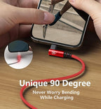 90 Degree USB C to Lightning Cable 10FT, iPhone Charger [Apple MFi Certified] 3Pack Fast Charging Cables Cord, Right Angle Braided USB C Lightning Cable for iPhone 14/13/12/11/Pro Max/Plus/8/7-Red