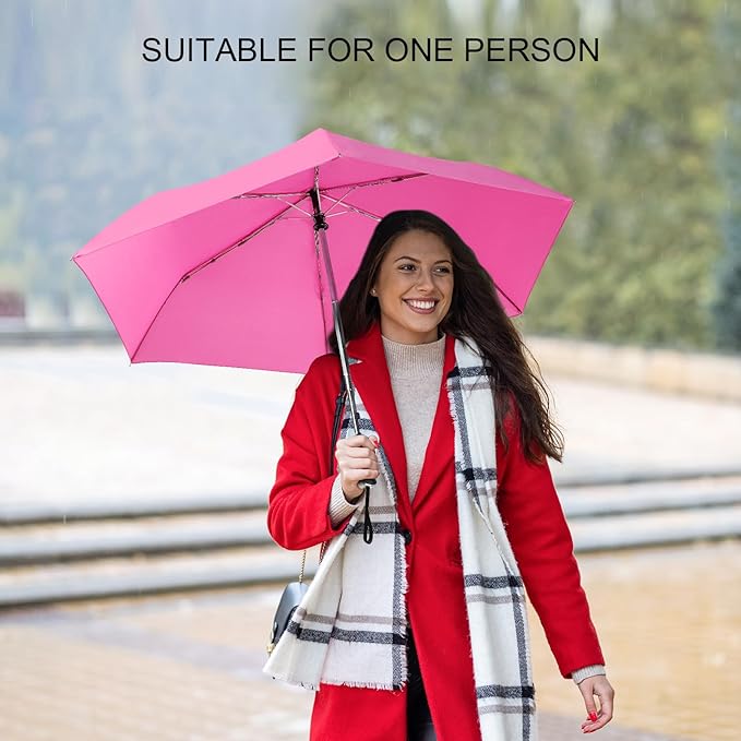 Compact Travel Umbrella for Purse - Flat Handle, Waterproof for Light Rain
