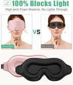 BeeVines 2 Pack 3D Contoured Sleep Mask Sleeping Eye Masks for Lash Extensions, Night Molded Mask with Adjustable Strap, 100% Block Light Eye Shade Cover for Traveling Yoga Nap