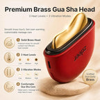 ZDEER LED Red Light Therapy for Face & Neck Massager Facial Care Device – Electric Gua Sha Brass Tool with Heat & Vibration for Firming, Sculpting & Skincare, Red