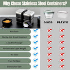 Modaniam Leak Proof Stainless Steel Bento Box, Stainless Steel Lunch Box For Adults, Metal Bento Box, Japanese Lunch Container, Large With Compartment, Korean Bentobox, Non Toxic, Microwave Safe