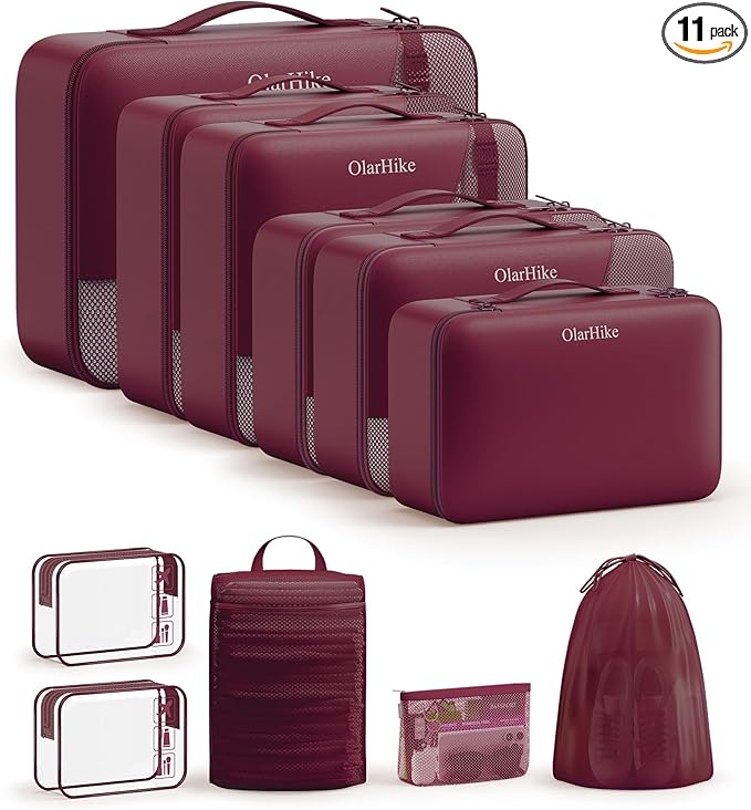11 Set Packing Cubes for Travel, Gifts for Women Mom,Anti-Tearing Suitcase Organizer,OlarHike Vacation Essentials & Accessories for Cruise Ship