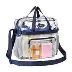 MAY TREE Clear Bag for Stadium Events 12×6×12 Clear Tote Lunch Bag with Reinforced Straps for Work, Sporting Events and Gym, Navy
