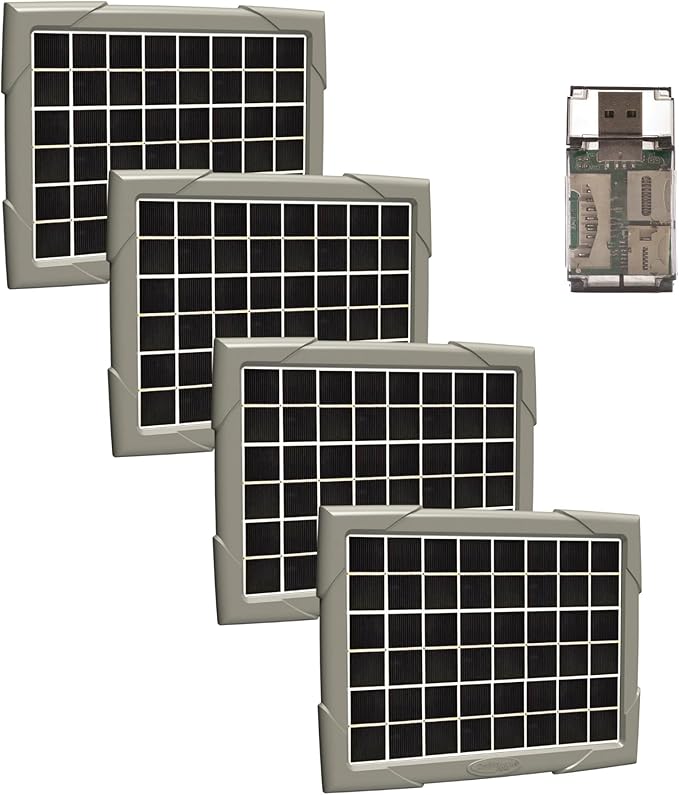 Cuddeback Solar Power Bank - High-Capacity Portable Charger with Solar Charging - Fast Charging for Outdoor Enthusiasts Bundle with High-Speed Card Reader (4-Pack)