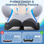 Benazcap Large Cooling Gel Seat Cushion for Office Chair Ergonomic Cushions-Gel & Memory Foam Coccyx Butt Pillow for Sciatica & Back Pain Relief for Long Sitting for Gaming Chair and Car Seat-Black