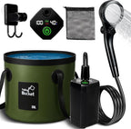 Portable Camping Shower, 6000mAh Rechargeable Shower Pump, Large Capacity Foldable Bucket, 6' 7" Filtered Shower Head, Summer Beach, Outdoor Camp Showering, Hiking, Pet Bath, RV Car Wash, Water Plant