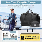 Extra Large Travel Duffle Bag,Carry on Overnight Bag with Shoes Compartment,Weekender Bags for Women for Travel Business Trips Sport Hospital,3 Pcs Set,Black
