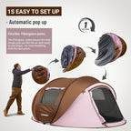 EchoSmile Pop Up Camping Tent, 2/4/6 Person Easy Setup Tent, Water Resistant Dome, Portable with Carry Bag