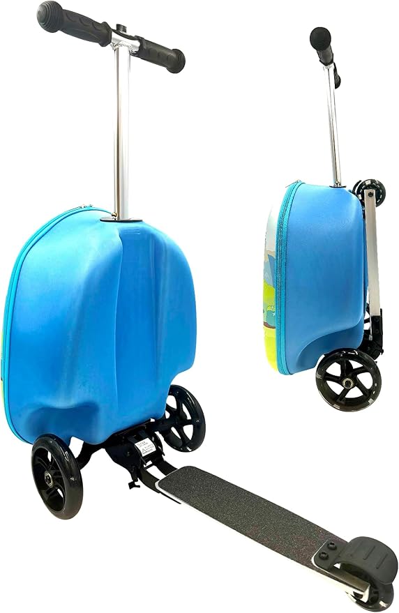 Fast Forward Bluey 18" Ride-On Suitcase Scooter - Lightweight Carry-On Foldable Scooter Luggage