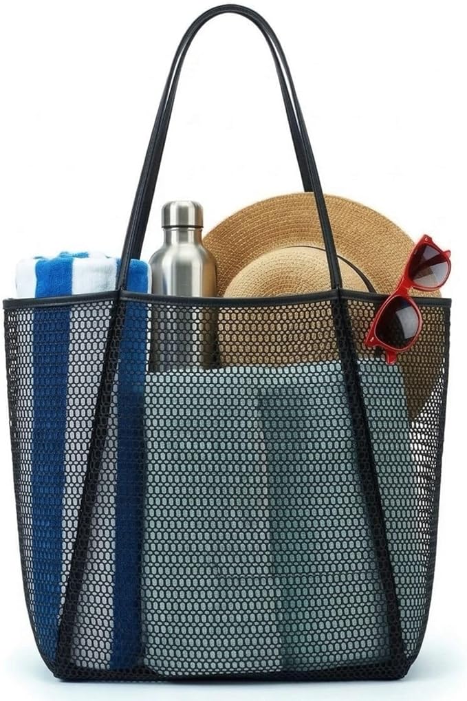 Beach Tote Bag for Women – Waterproof Mesh Tote Bag, Large Capacity Sandproof Beach Bags for Travel