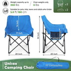 HaSteeL Camping Chair for Adults, Compact Folding Portable Chairs Set with Side Pockets for Outdoors Fishing, Hiking, Backpacking, Picnic, Beach, Travel, Supports to 250lbs, & Storage Bags (Blue)