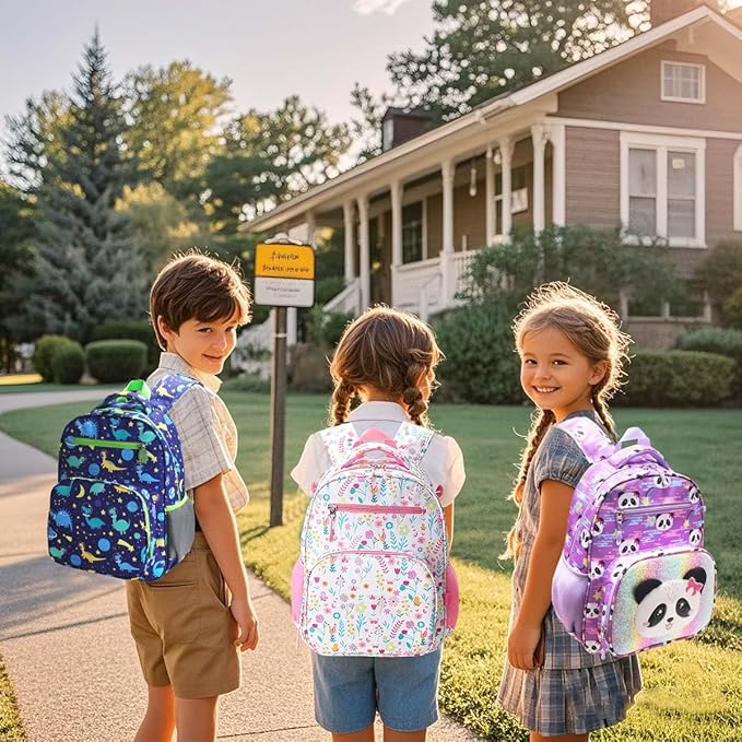 RHCPFOVR Kids Backpack for Girls - Girls Backpack 3-8 Ages Flower for Kids 15 Inch School Bookbag for Kindergarten Elementary School Bookbag for Girl 1st 2nd Grade
