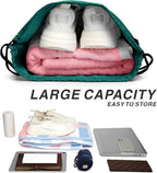 Drawstring Backpack Sports Water Resistant String Bag Sport Gym Sackpack for Women Men Students Large Size with Zipper, Teal