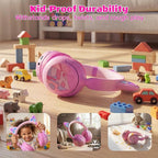 Kids Bluetooth Headphones with LED Cat Ears, Active Noise Cancelling Headphones for Kids, 85dB Volume Limited, 40H Play Time, Bluetooth 6.0, Fast Charging, Built-in Mic for iPad/Tablet/Airplane, Pink